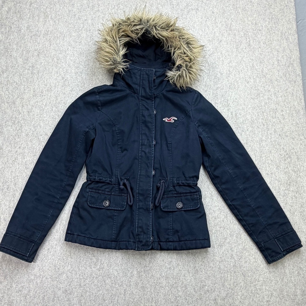 Vintage Hollister Parka Jacket Women Small Blue Y2K Twilight Preppy Indie Sleaze